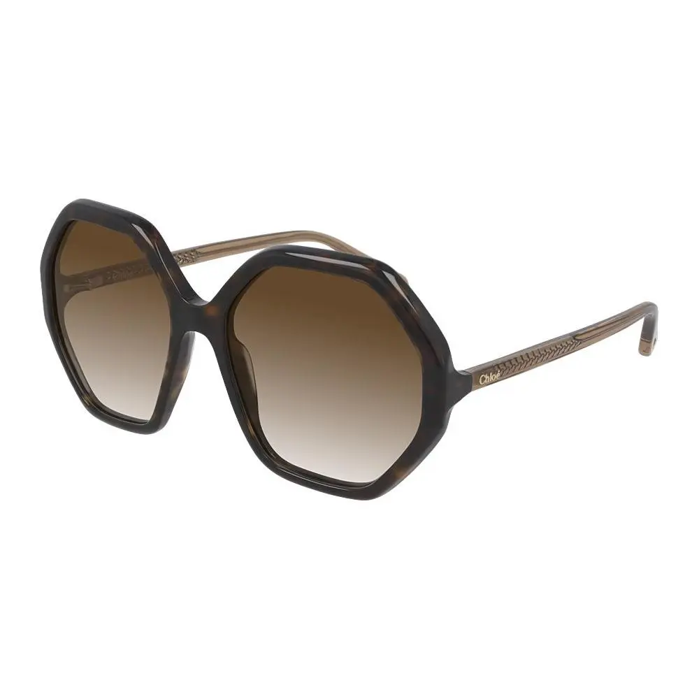 Chloe Women Round Sunglasses CH0008S 004 Havana /brown Gradient Lens 58mm