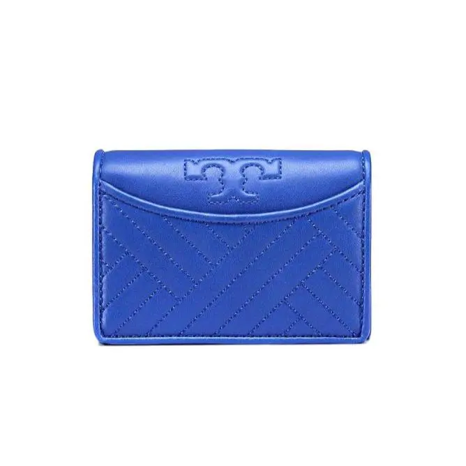 Tory Burch Women`s Alexa Foldable Leather Mini Wallet Regal Blue 50648