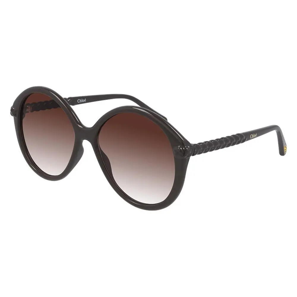 Chloe Women Round Sunglasses CH0002S 001 Brown /orange Lens 58mm