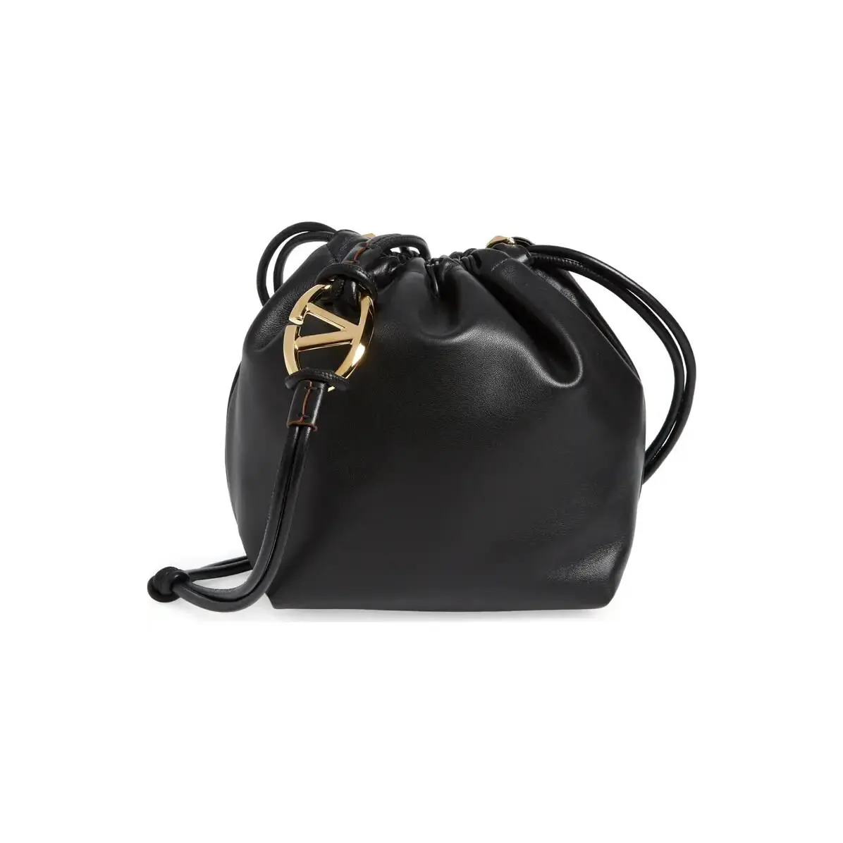 Valentino Garavani Medium Vlogo Leather Drawstring Bag