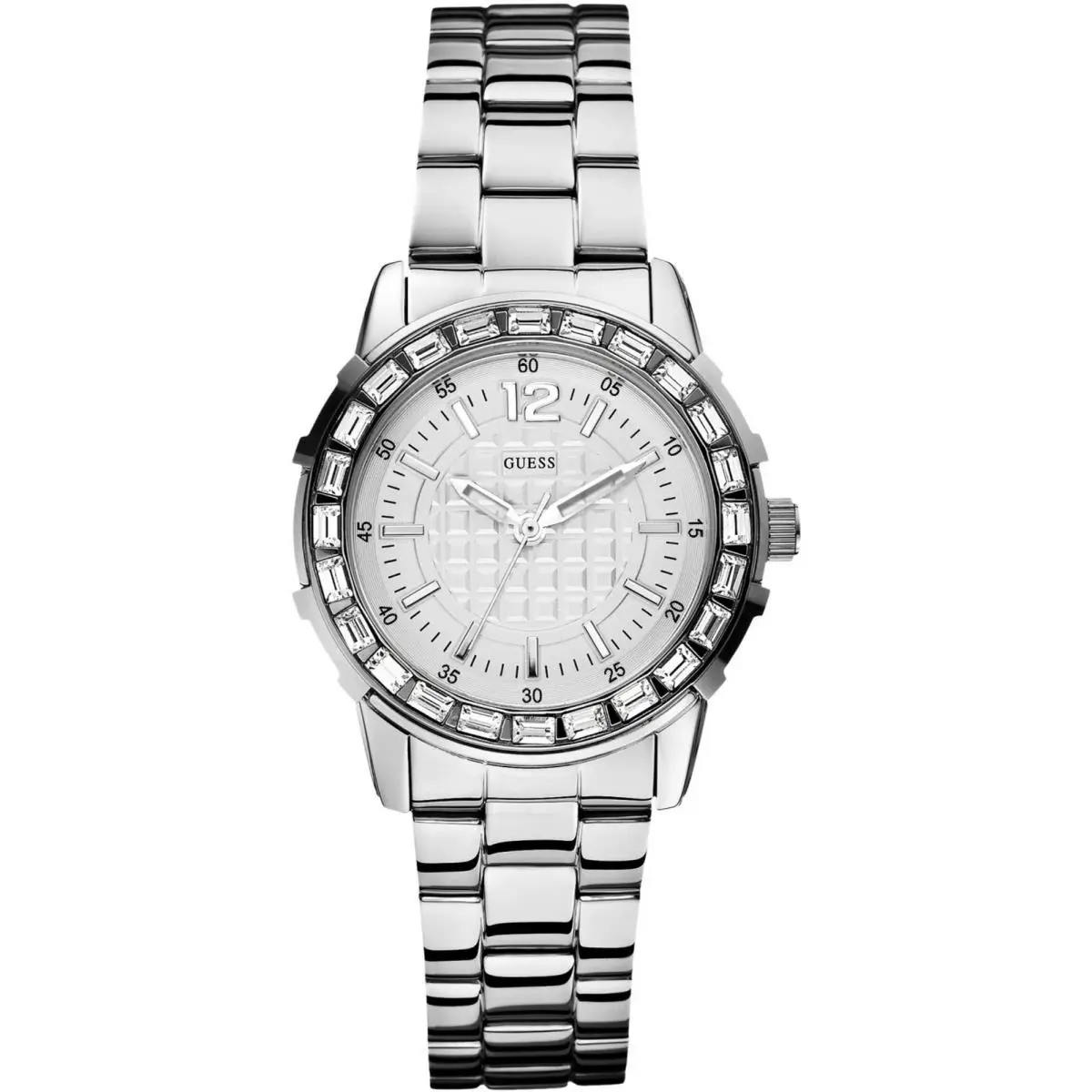 Guess W0018L1 Ladies Dress Stainless Steel Silver-tone Crystal Accented Bezel WR