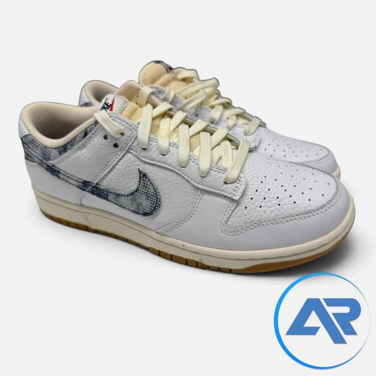 Nike Dunk Low `washed Denim` Men’s Size 11 Shoes White Midnight Navy FN6881-100 - White