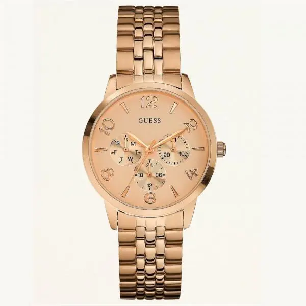 Guess Rose Gold Tone Stainless Steel Multi Function Date WATCH-U13014L1