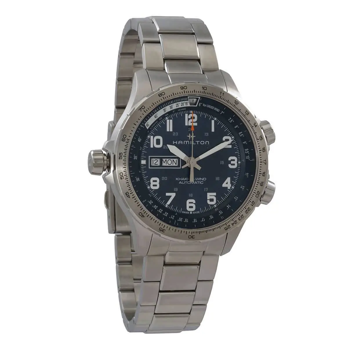 Hamilton Khaki Aviation X-wind Day Date Auto Blue Men`s Watch H77765141 - Face: Blue, Dial: Blue, Band: Silver