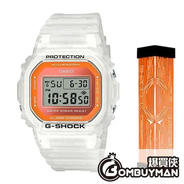 G-shock DW5600LS-7 Digital White Square Semi-transparent Resin Watch by Casio