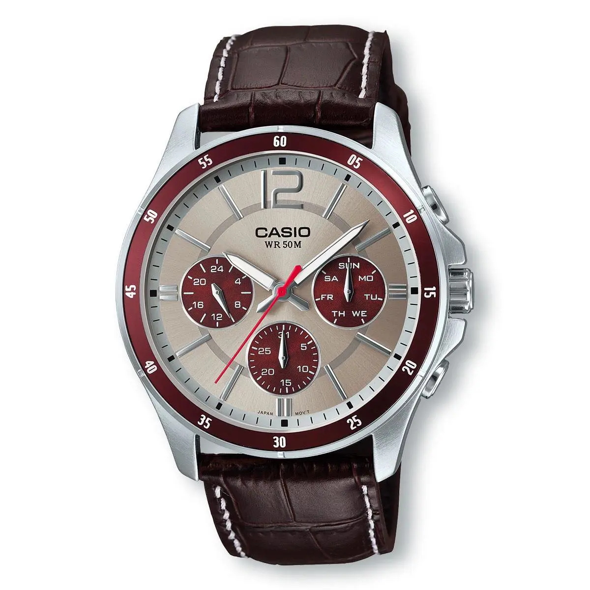 Casio MTP1374L-7A1 Classic Brown Leather Band Analog Watch Brown Bezel