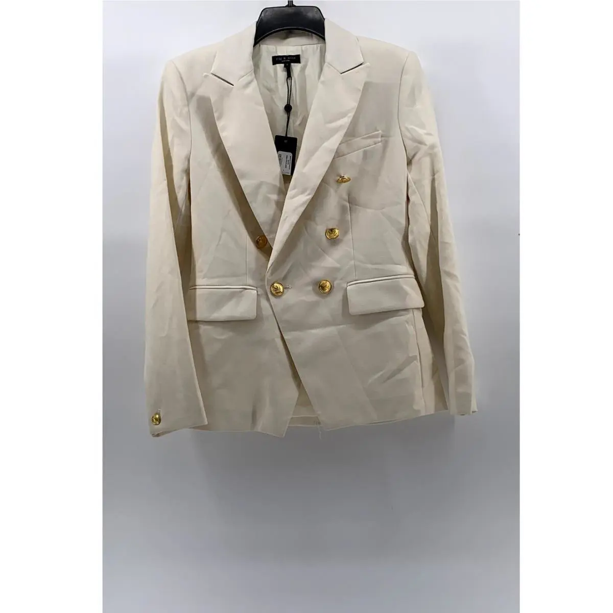 Rag Bone Women`s Beige Virgin Wool-blend Notch Collar Long Sleeve Blazer SZ 2