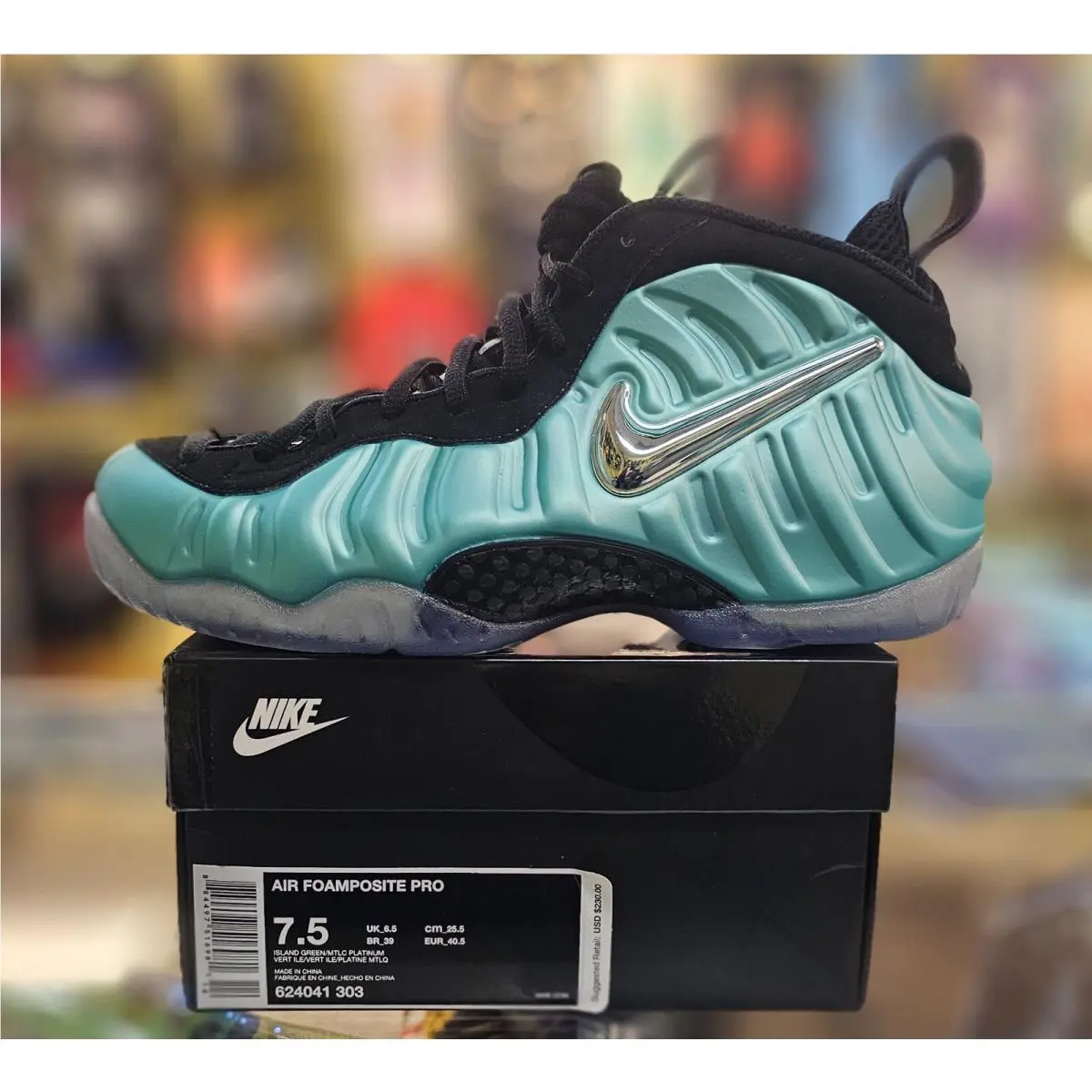 Nike Air Foamposite Pro Island Green 2017 SZ 7.5/ 9 W 624041-303 DS