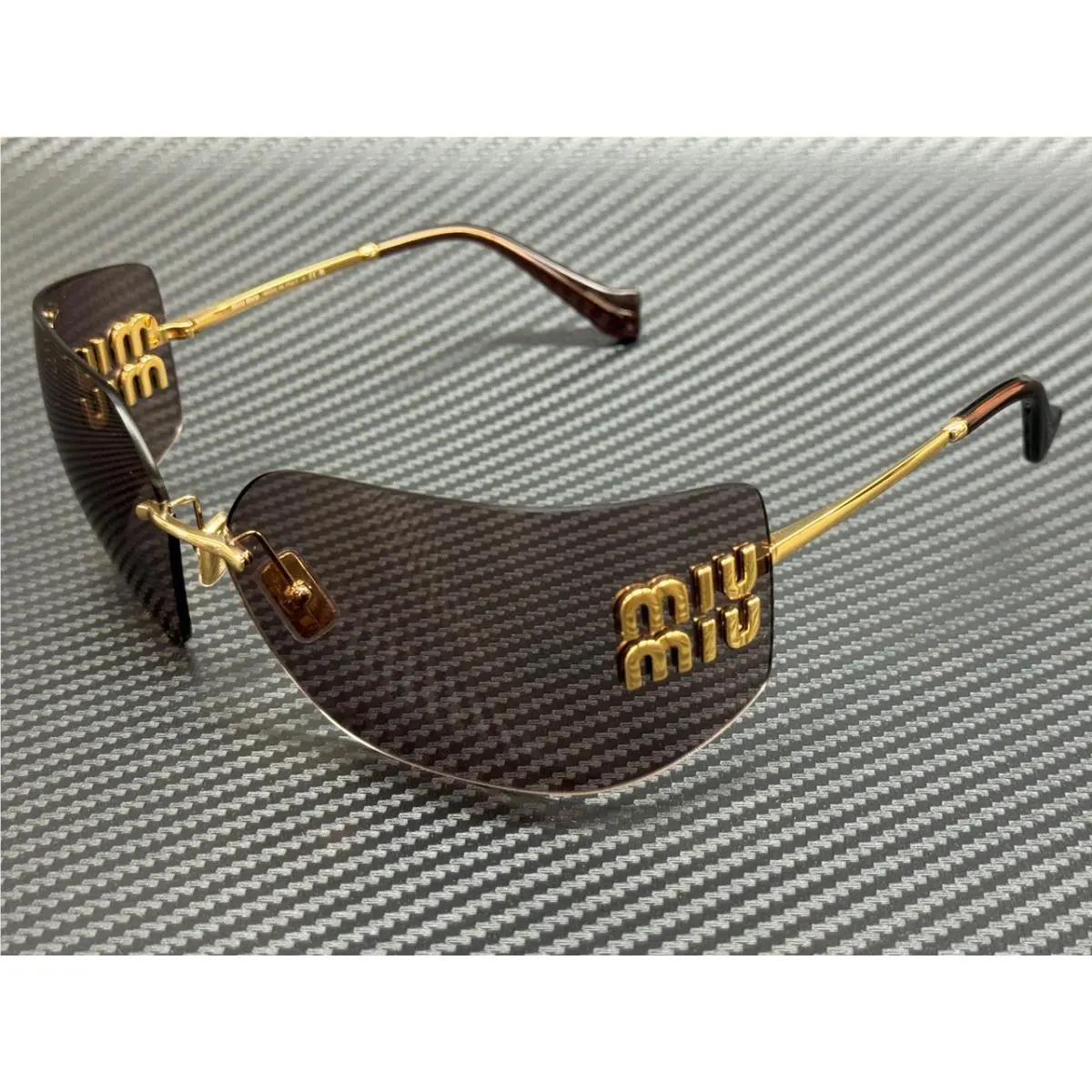 Miu Miu MU 54YS 5AK06I Gold Purple Brown Women`s 80 mm Sunglasses