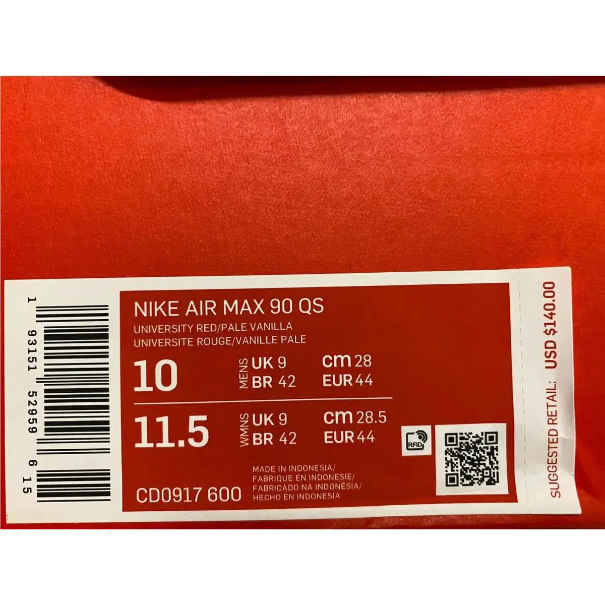 Nike shoes - Air Max 90 - Air Max - CD0917-600 - UNIVERSITY RED/PALE VANILLA 8