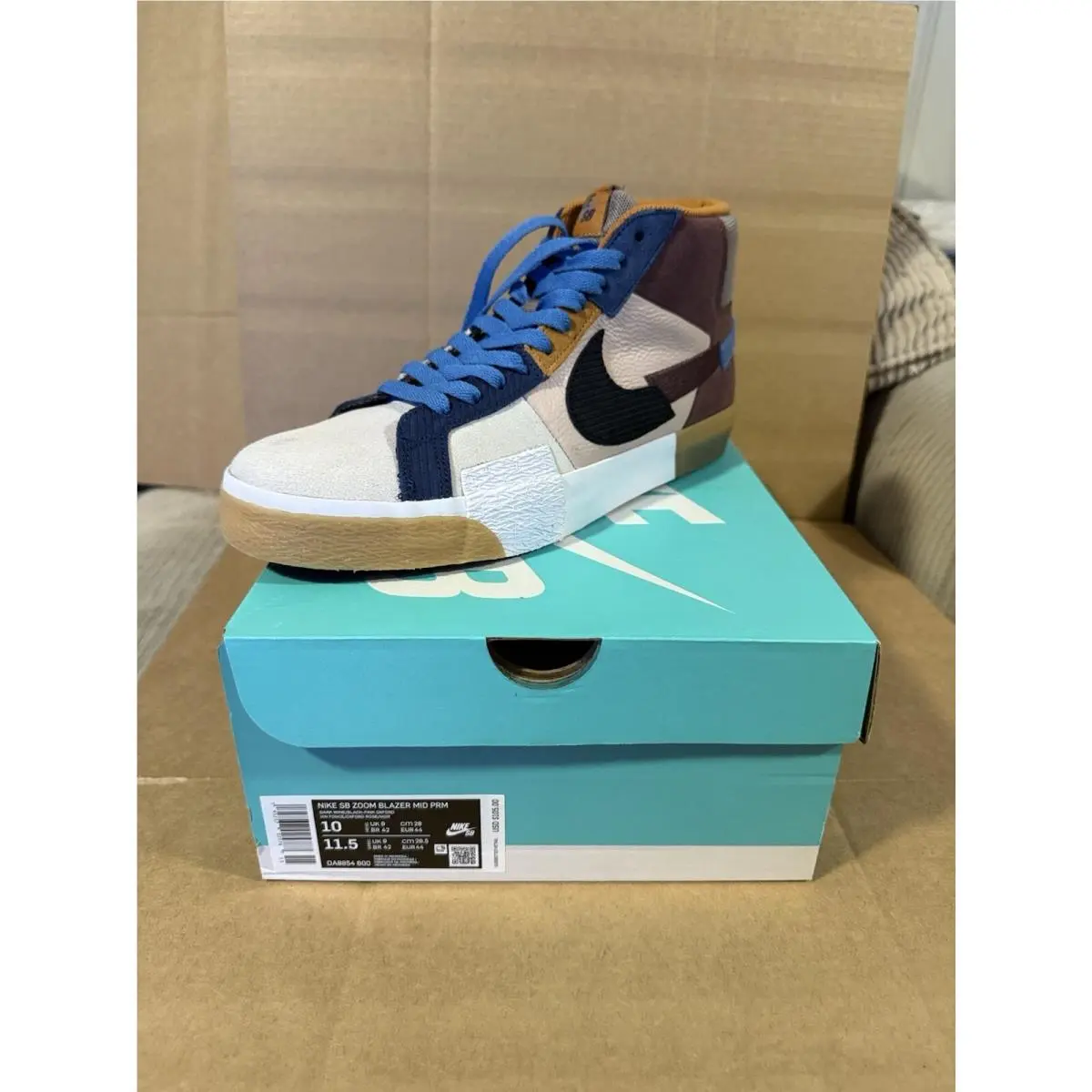 Nike SB Zoom Blazer Mid Prm Mosaic Pack Dark Wine Size 10 DA8854-600 DS Rare - Multicolor