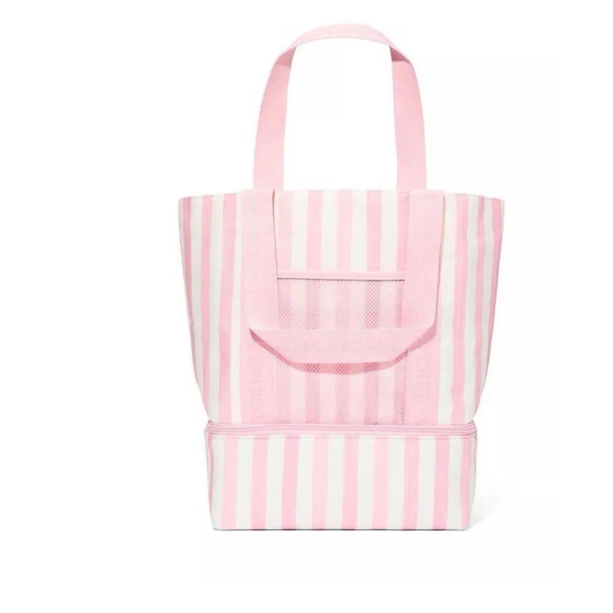 Victoria s Secret Cooler Iconic Pink/wht Stripe L/xl Beach Bag Tote by Victoria's Secret