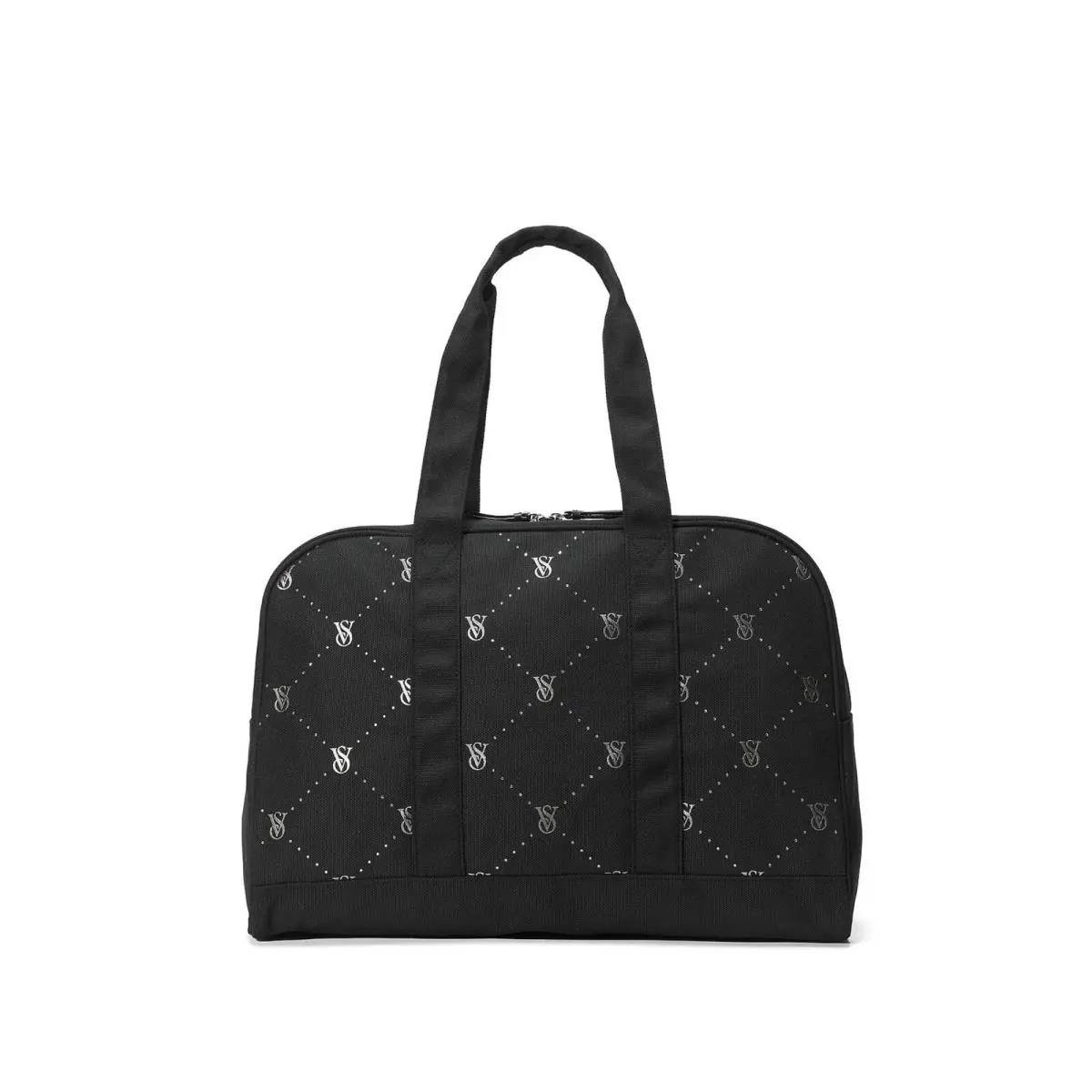 Victoria`s Secret Weekender Large Black Tote Zip Duffle Bag 2024 VS Logo