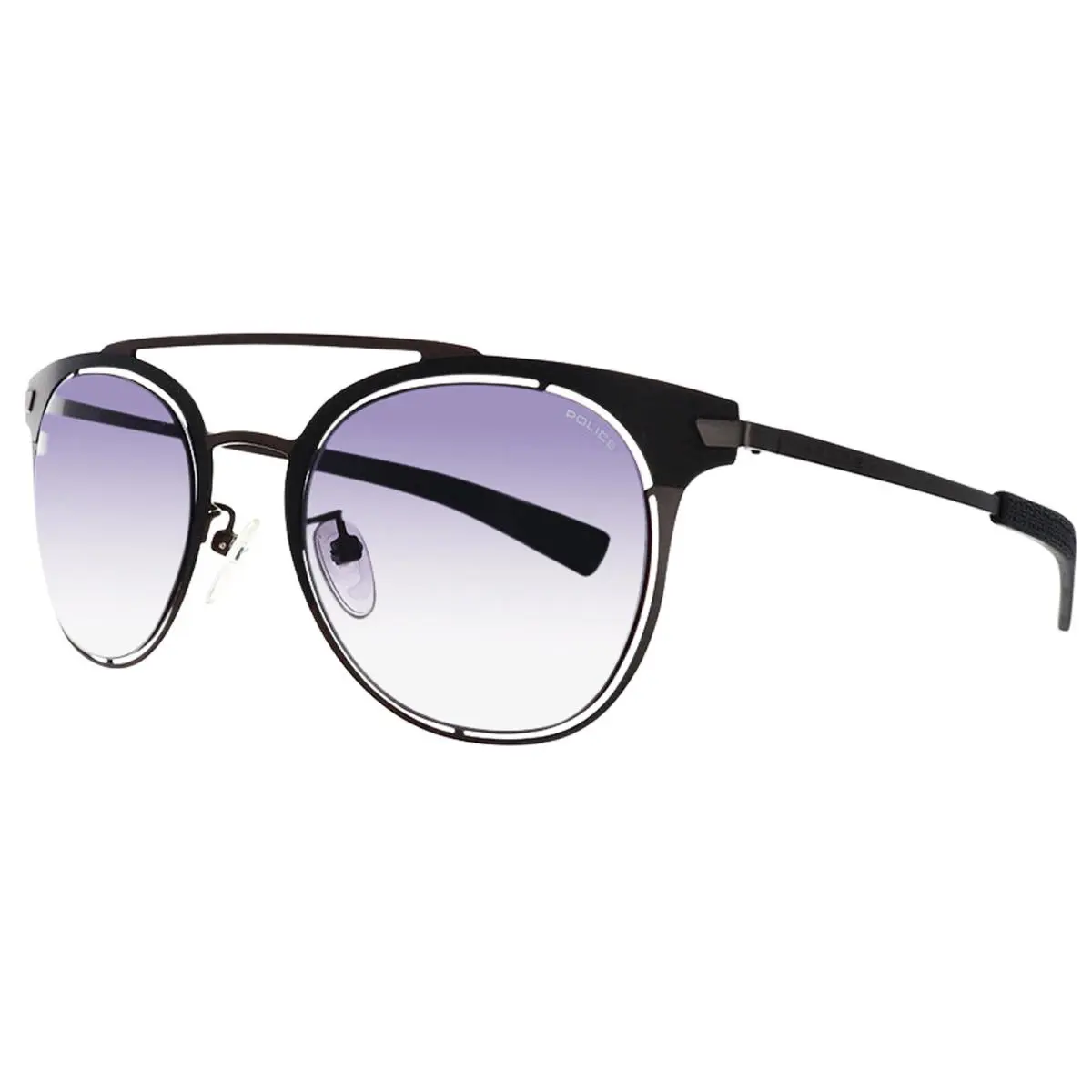 Police SPL158-0531 Unisex Black/gunmetal Metal Sunglasses Blue Gradient Lens