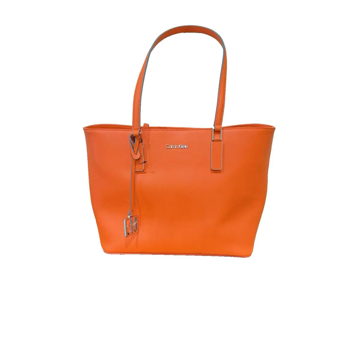Calvin Klein Saffiano Leather Tote Orange