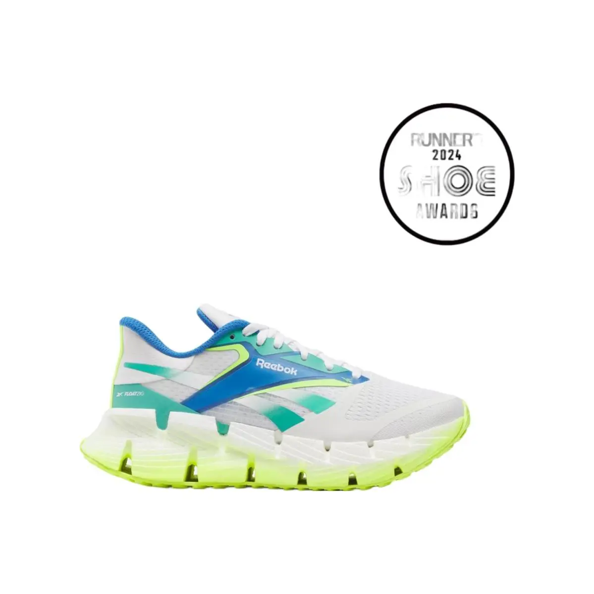 Women Reebok Floatzig 1 Running Shoes Size 9.5 White Blue Neon Green 100206735 - White