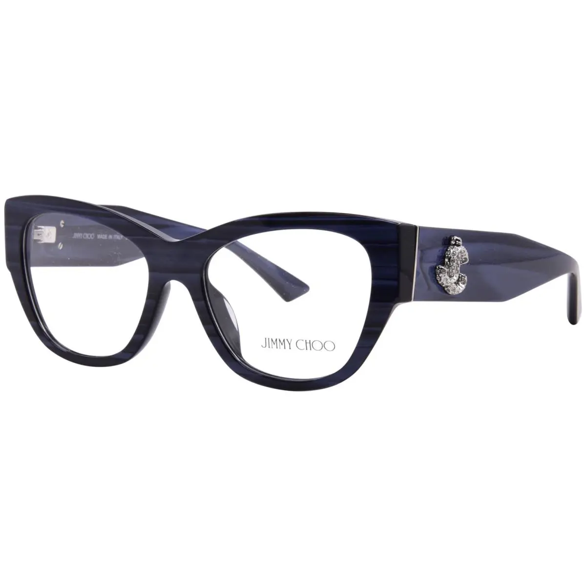 Jimmy Choo JC3033BU 5072 Eyeglasses Frame Women`s Striped Navy Full Rim 52mm