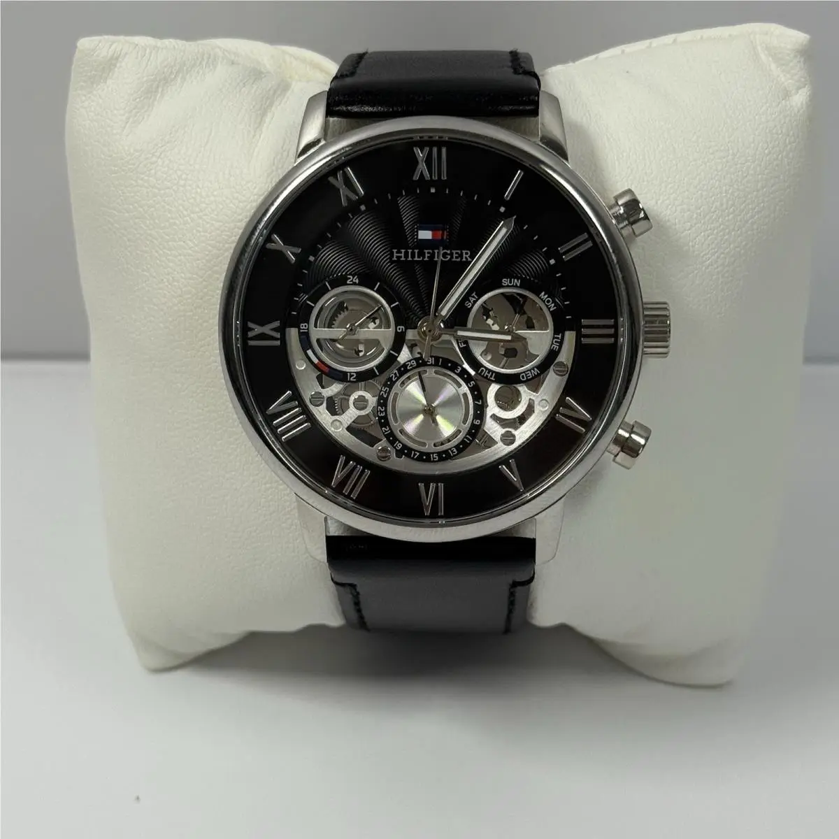 Tommy Hilfiger Legend 1710565 44mm Men’s Watch Black Dial Black Leather Band