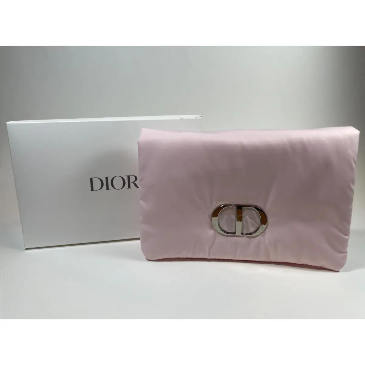 Christian  Beauty Pink Puffy Nylon Pouch w/ Box Makeup Cosmetic Bag by Dior
