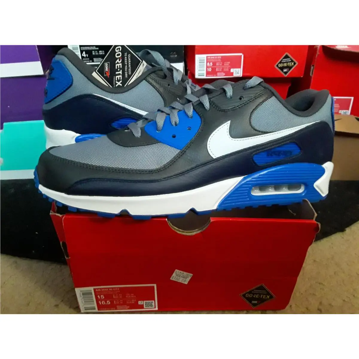 Nike Air Max 90 Gtx Goretex Cool Grey Anthracite Platinum Racer Blue FD5810 003