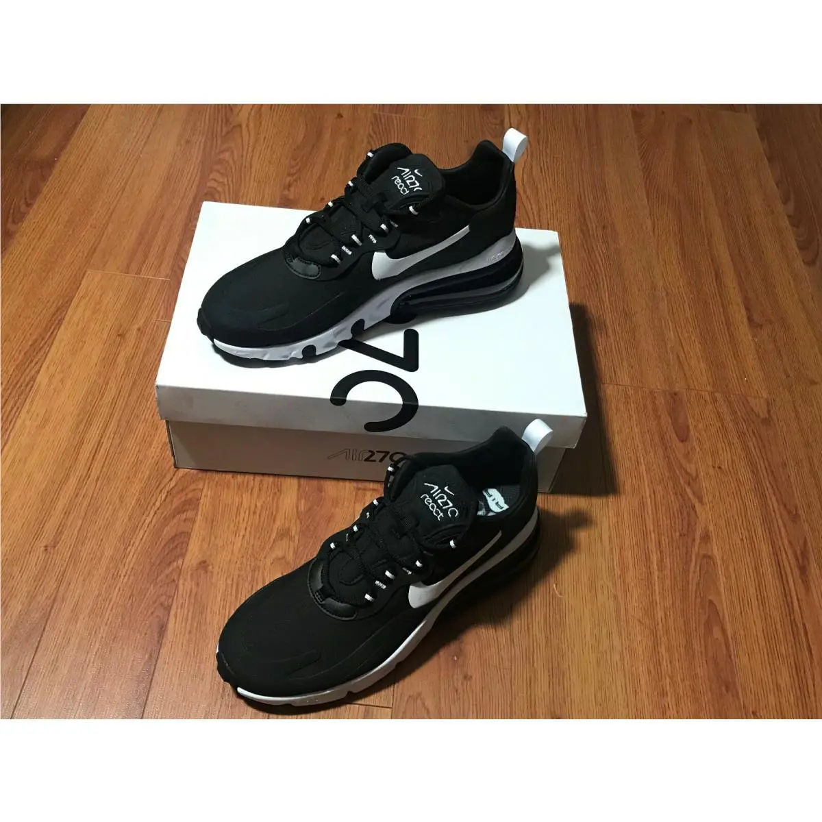 Nike Womens Air Max 270 React AT6174-004 Black/white Running Shoes Size 10