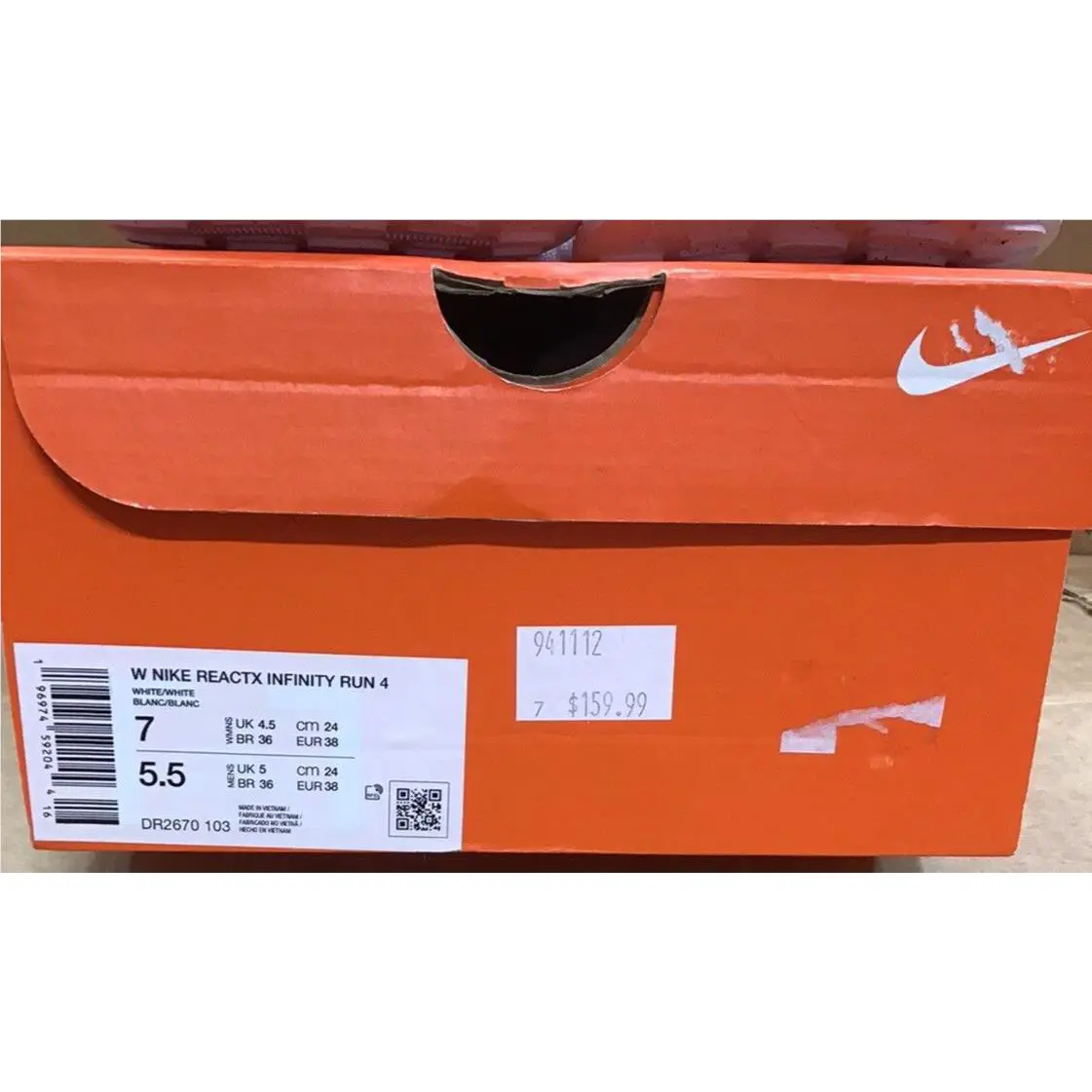 Nike shoes - Nike ReactX Infinity Run - ReactX Infinity Run - DR2670-103 - White, Manufacturer: White/White 5