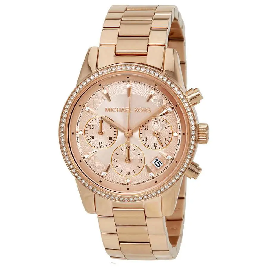 Michael Kors Ritz Rose Dial Ladies Watch MK6357 - Pink, Dial: Rose, Band: Rose Gold-tone