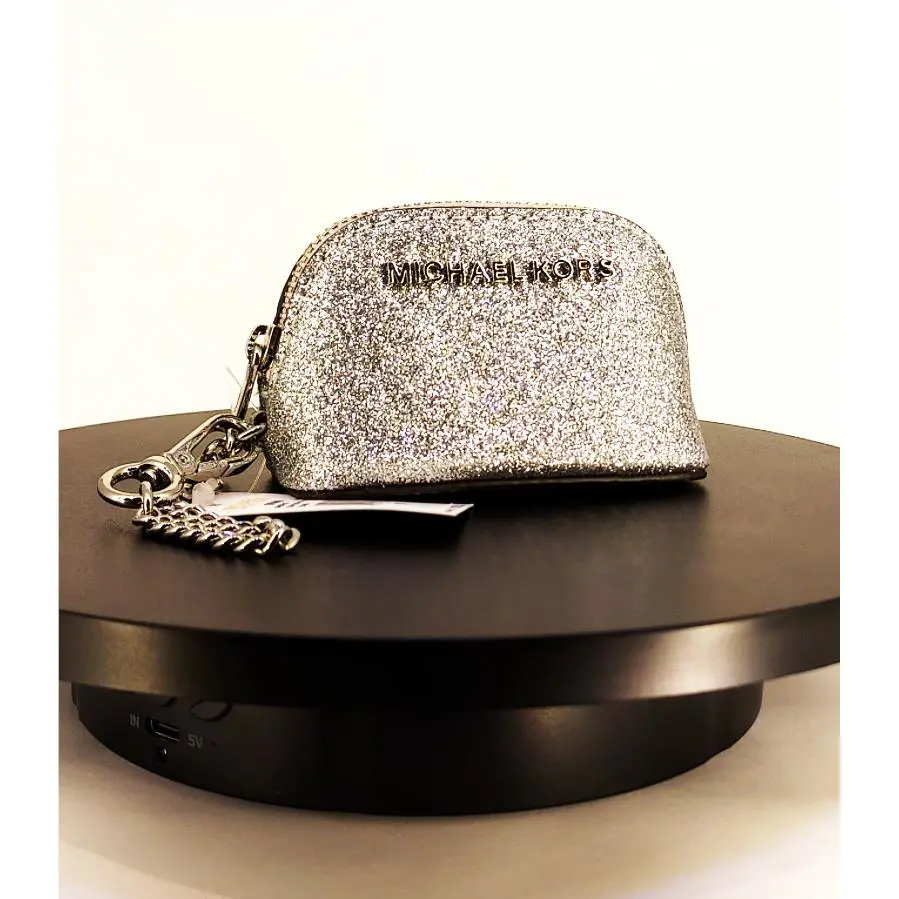 Michael Kors Silver Glitter Coin Pouch -- Key Fob/coin Purse