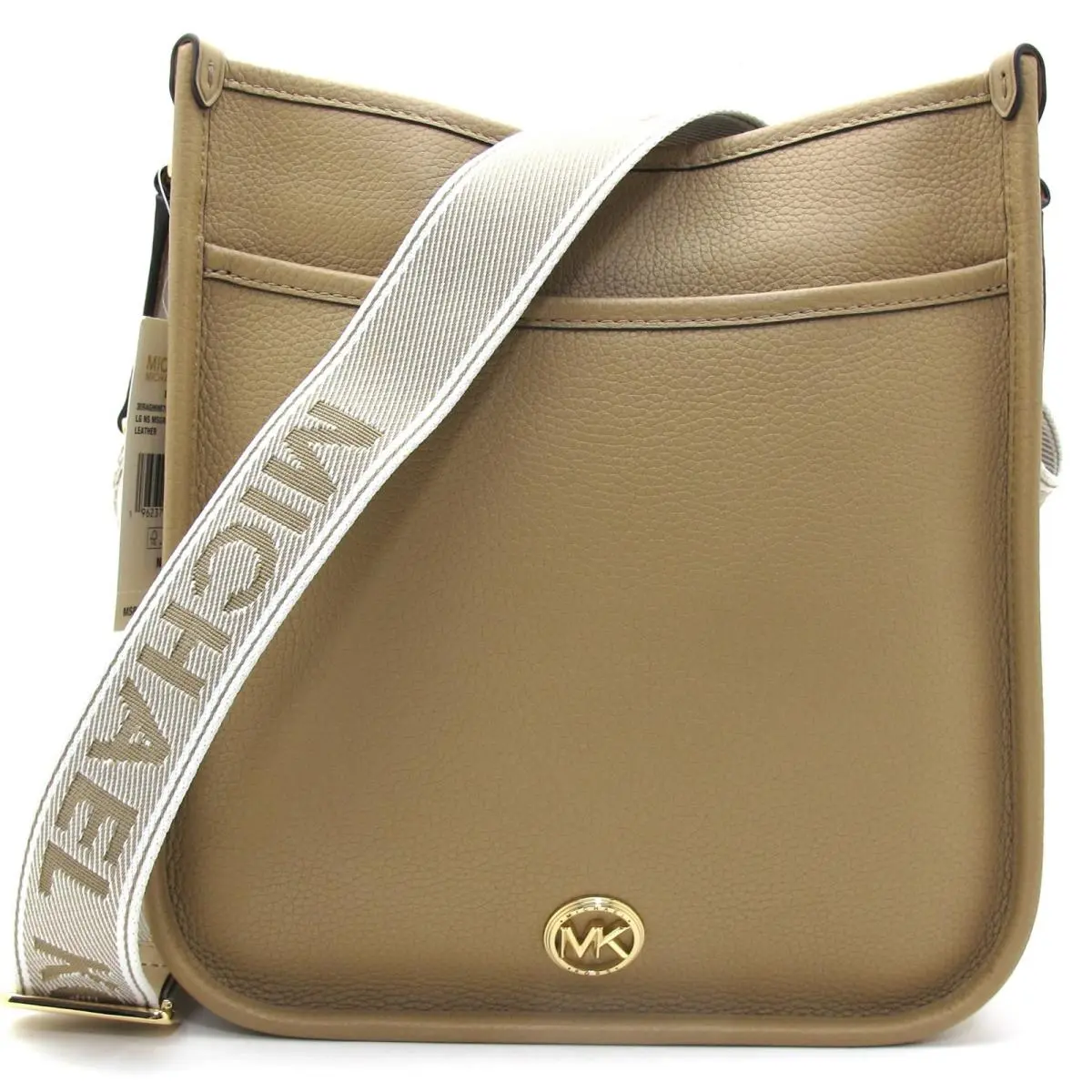 Michael Kors Luisa Large Leather North South Messenger Camel/gold