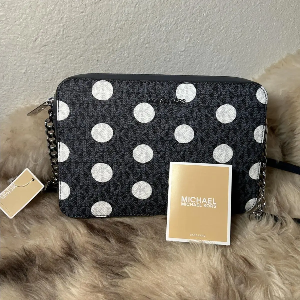 Michael Kors Lg East West Crossbody - Navy Dots