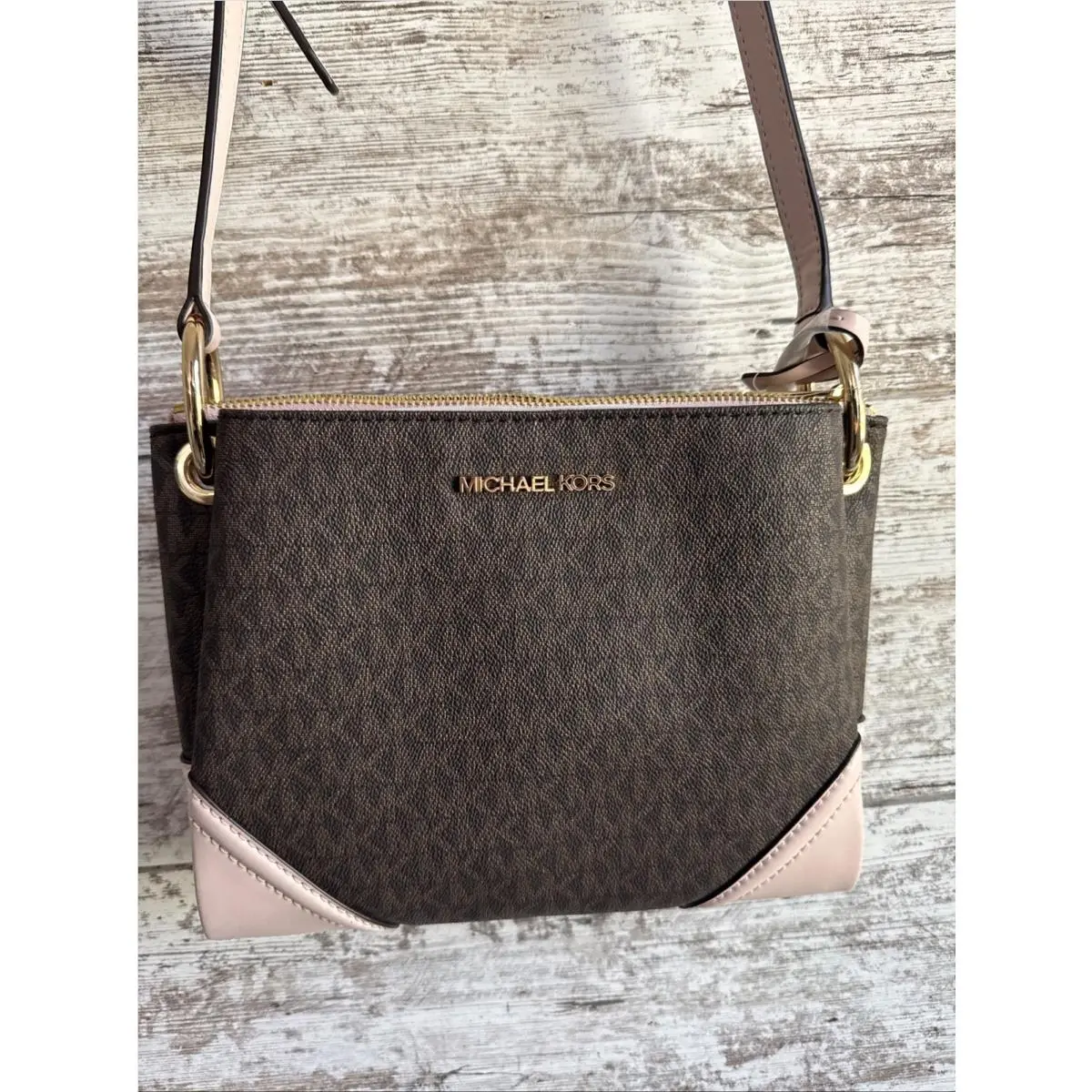 Michael Kors Nicole Large Crossbody Bag in Brown Blush