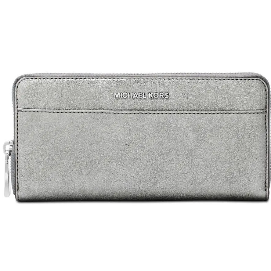 Michael Kors Pocket Zip Around Continental Wallet Metallic Crackle Leather