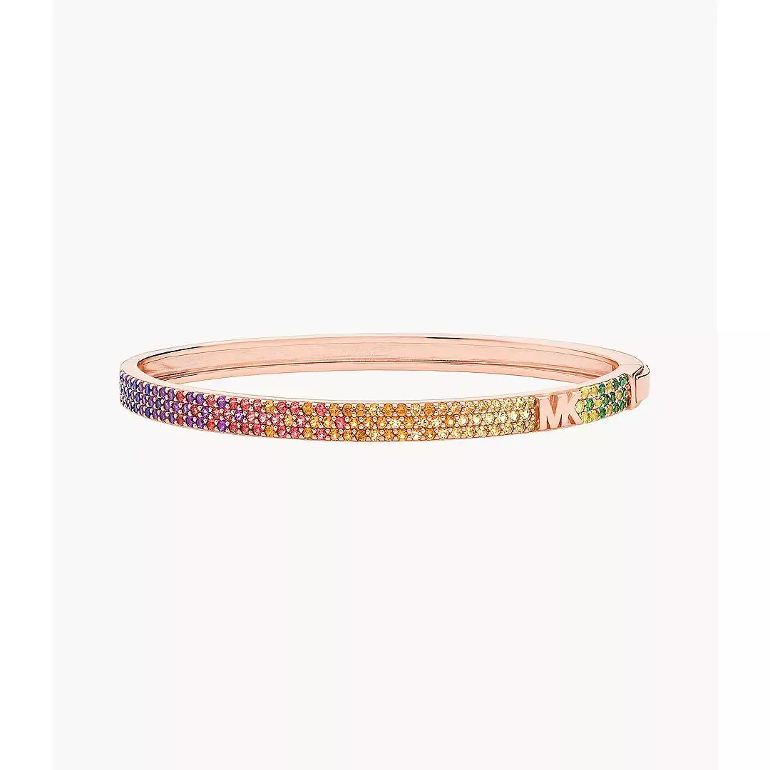 Michael Kors 14K -plated Sterling Silver Rainbow Pavé Bangle Bracelet Rose Gold