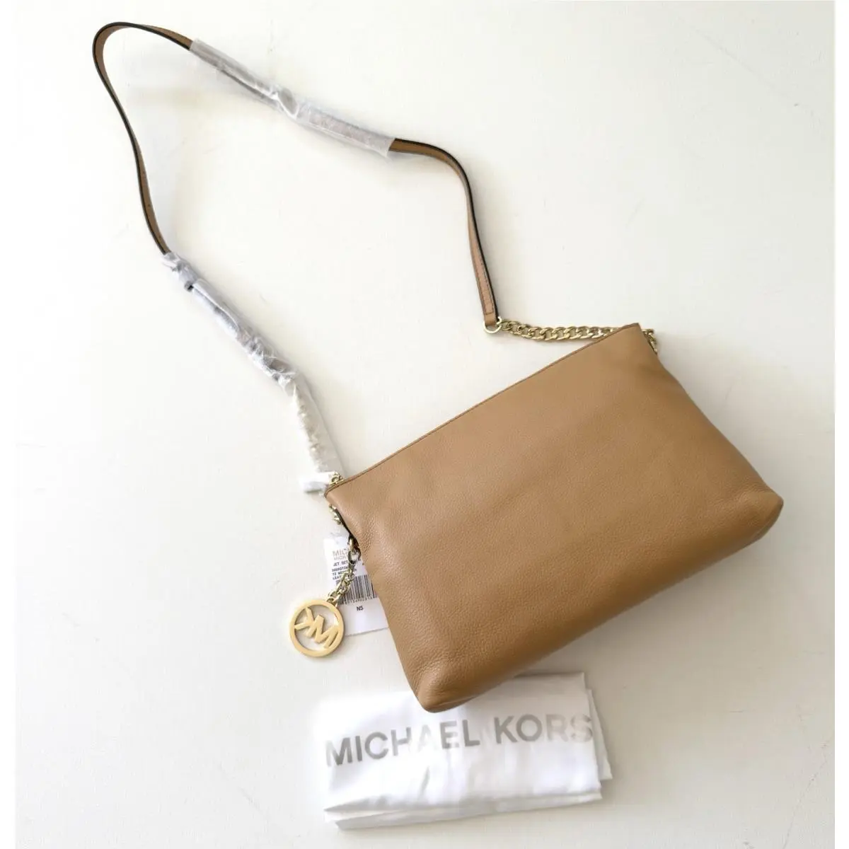 Michael Kors Jet Set Chain Top Zip Leather Messenger Bag Peanut + Dust Bag