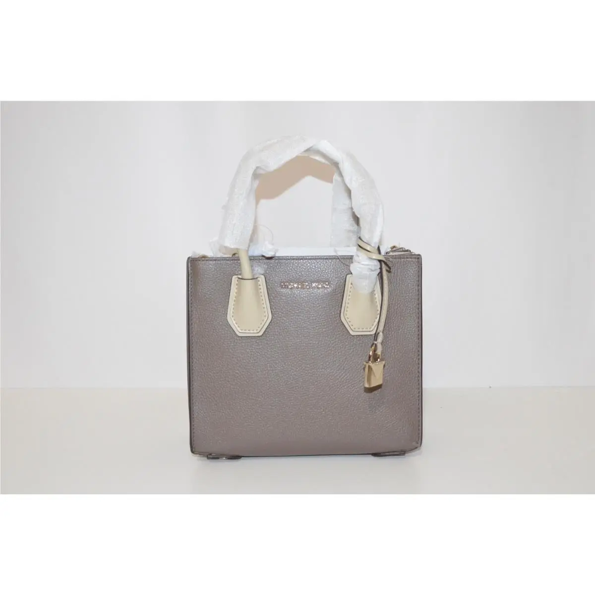 Michael Kors Mercer Pebbled Leather Accordion Crossbody Truffle Oak