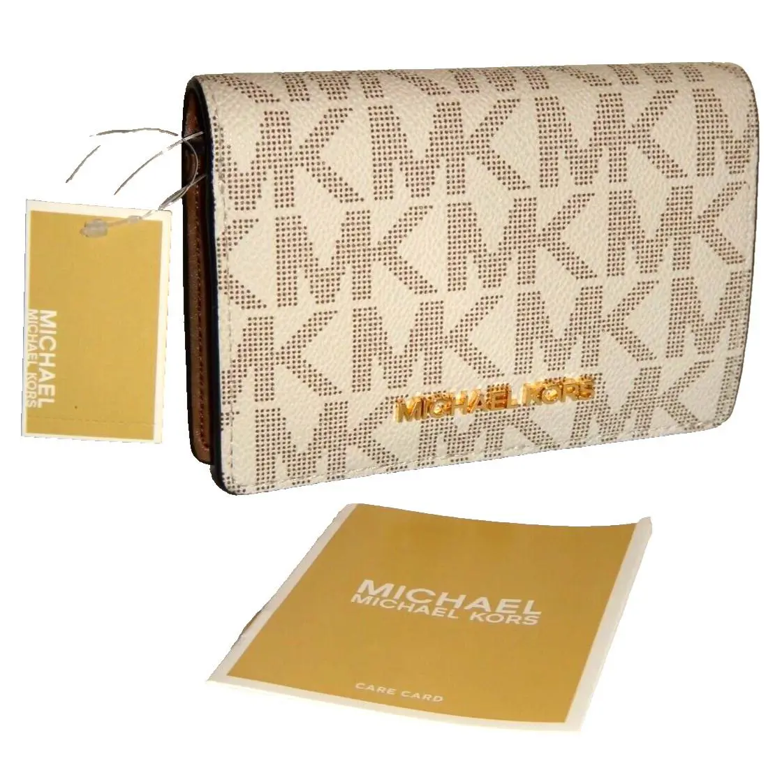 Michael Kors Jet Set Item MK Signature White Vanilla MD Slim Wallet 38F0CTTF2B