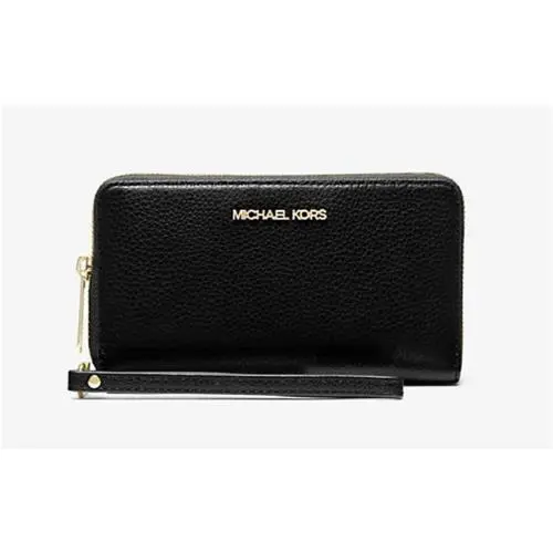 Michael Kors Large Black Pebbled Leather Smartphone Wristlet Wallet Bag