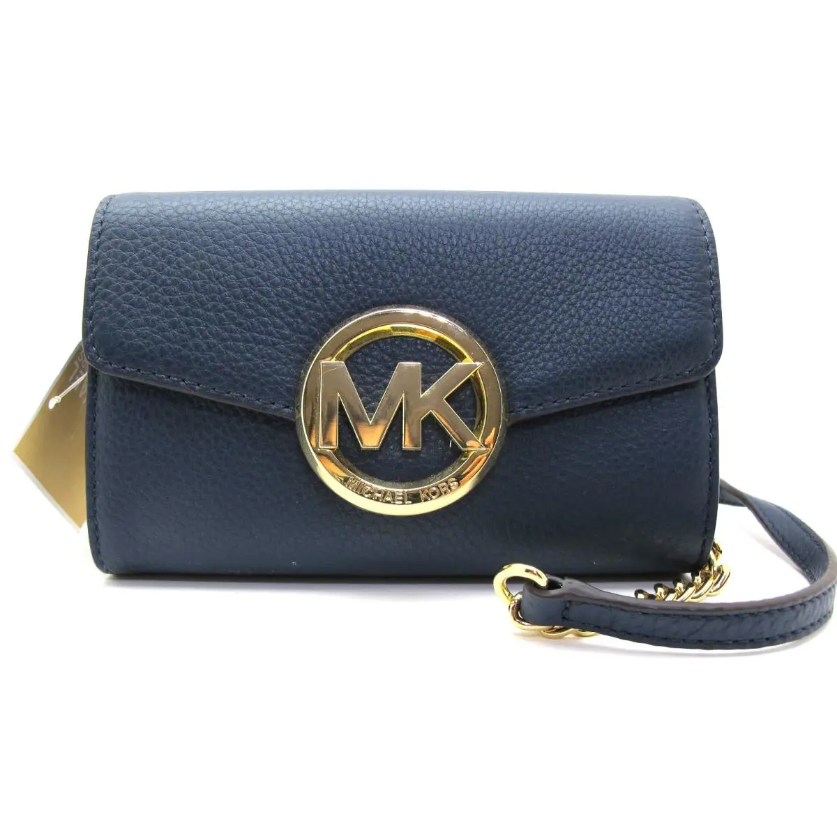Michael Kors Jet Set Hudson Large Phone Leather Crossbody/wallet Navy/gold