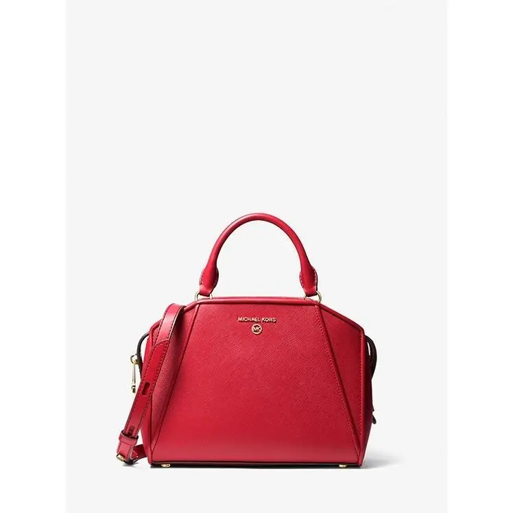 Michael Kors Most Popular Cleo Small Saffiano Leather Satchel in Crimson