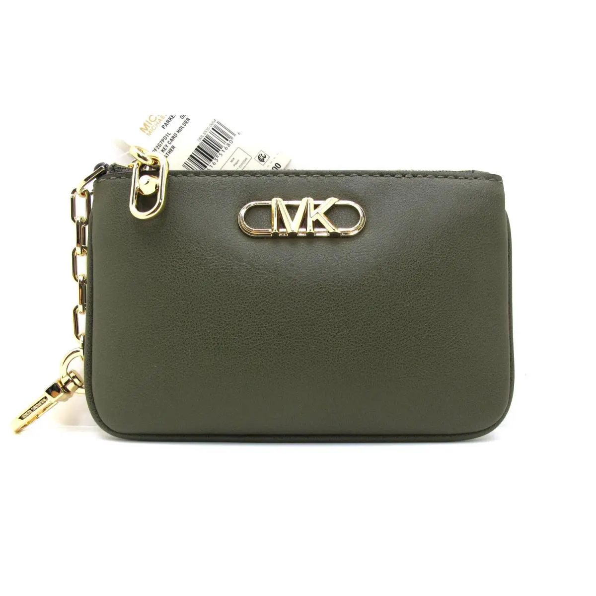 Michael Kors Parker Leather Small Key Card Holder Wallet Olive/gld