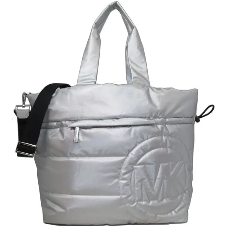 Michael Kors Rae Silver Nylon Extra Large Tote Purse 35H1S5RT3I Bag