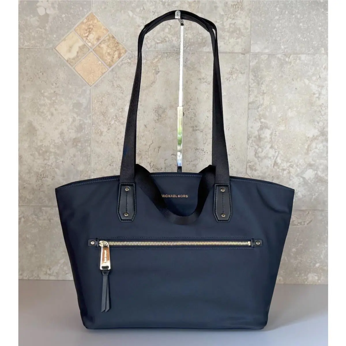 Michael Kors Polly Medium Carryall Tote Shoulder Bag Dark Navy Admiral