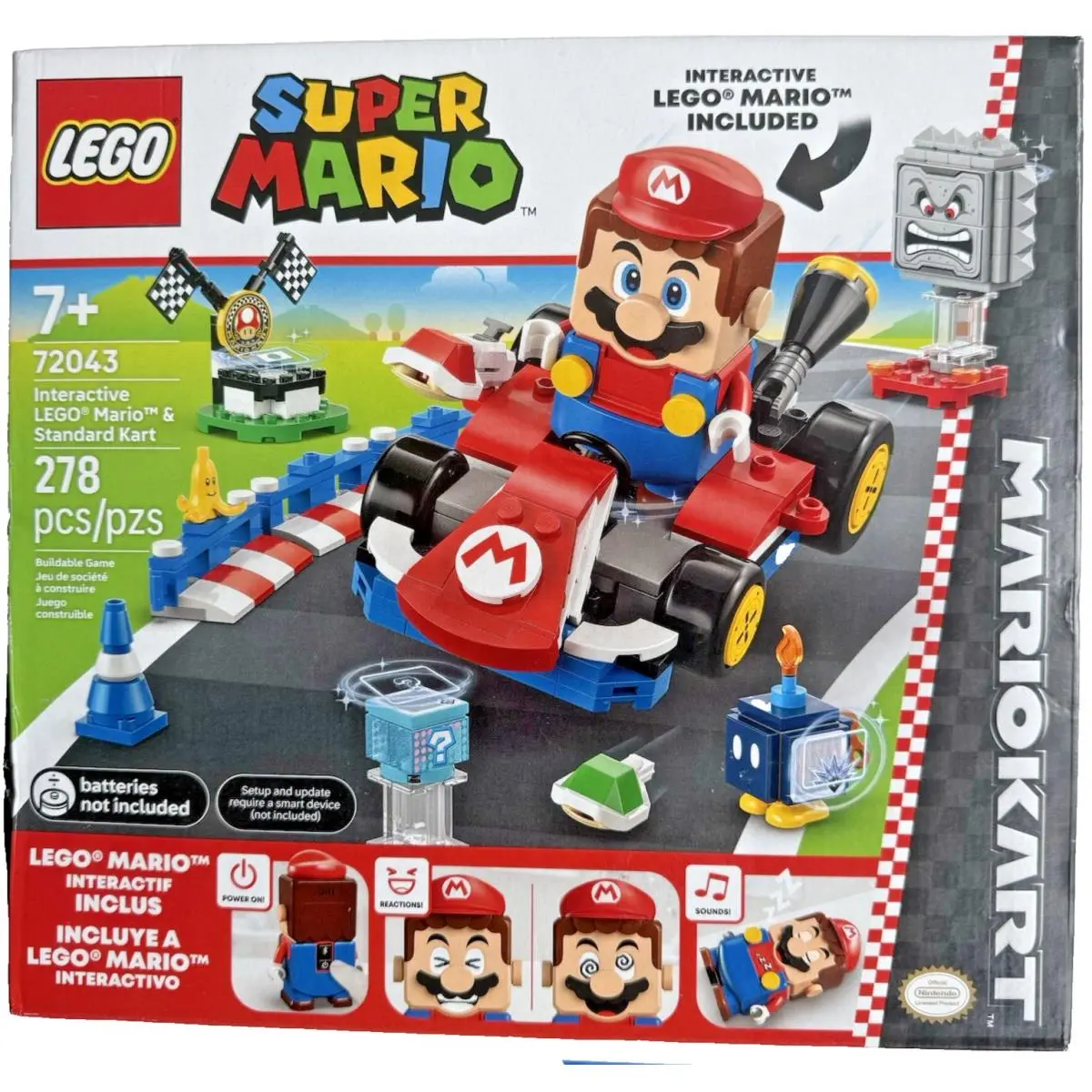Lego Super Mario 72043 Interactive Mario Standard Kart 278pc Set