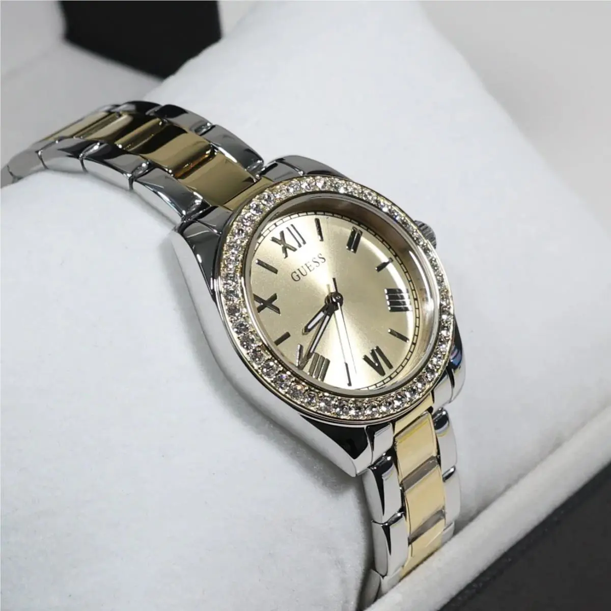 Guess Women`s Gold Dial Crystal Bezel Two Tone Stainless Steel Watch GW0841L2