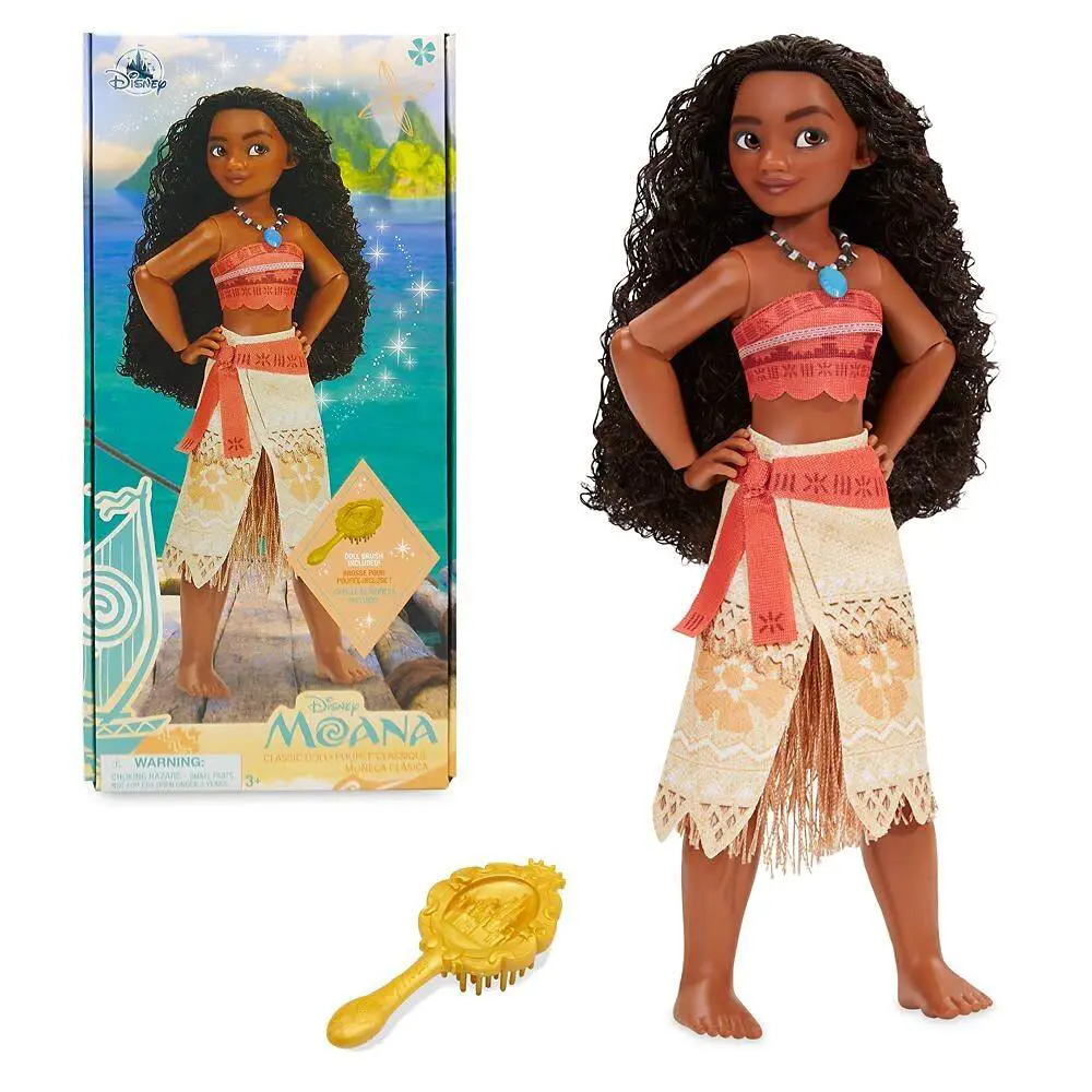 Multicolored 11.5 Inch Poseable Moana Doll with Necklace and Hair Brush