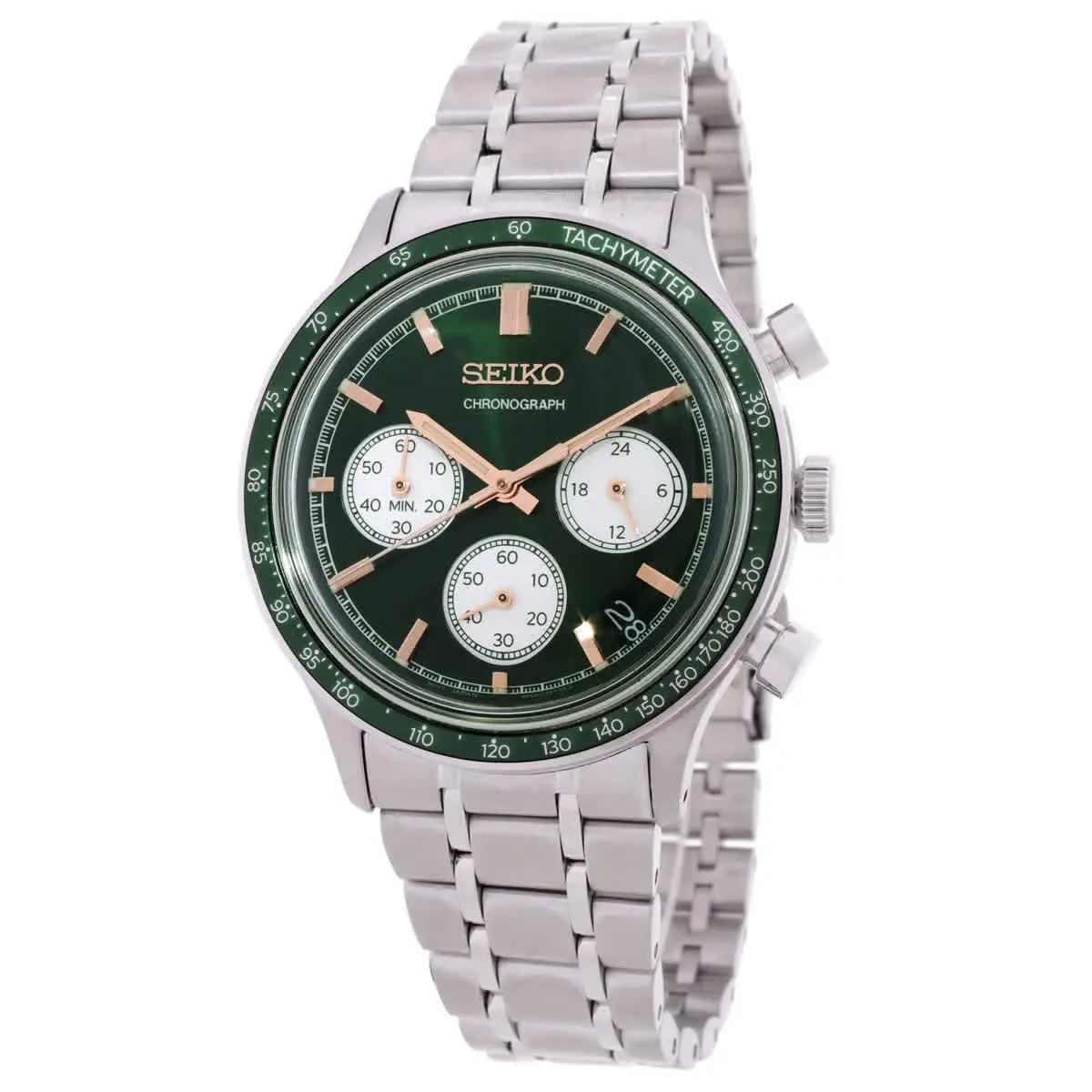 Seiko Chronograph Quartz Green Dial Men`s Watch SSB481P1
