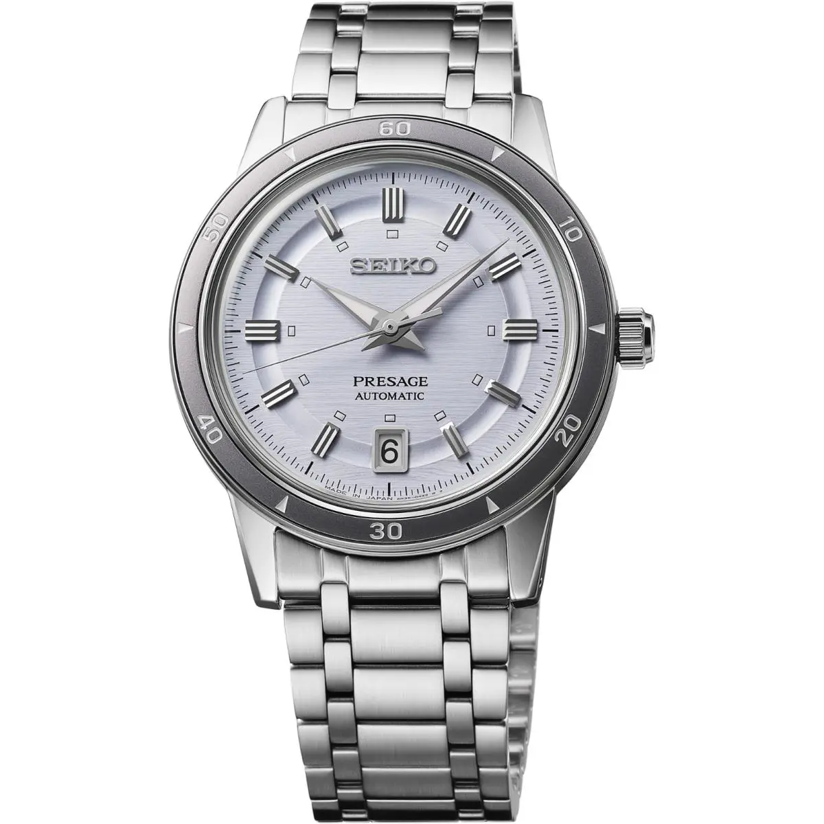 Seiko Presage Style 60s Automatic Silver Dial Stainless Steel Watch SRPL73 - Dial: Silver, Band: Silver, Bezel: Silver