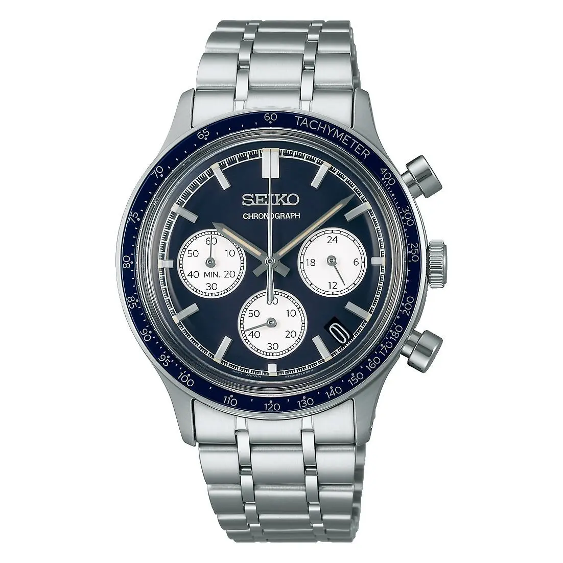 Chronograph Quartz Stainless Steel Light Blue Dial Men`s Watch SSB477 by Seiko
