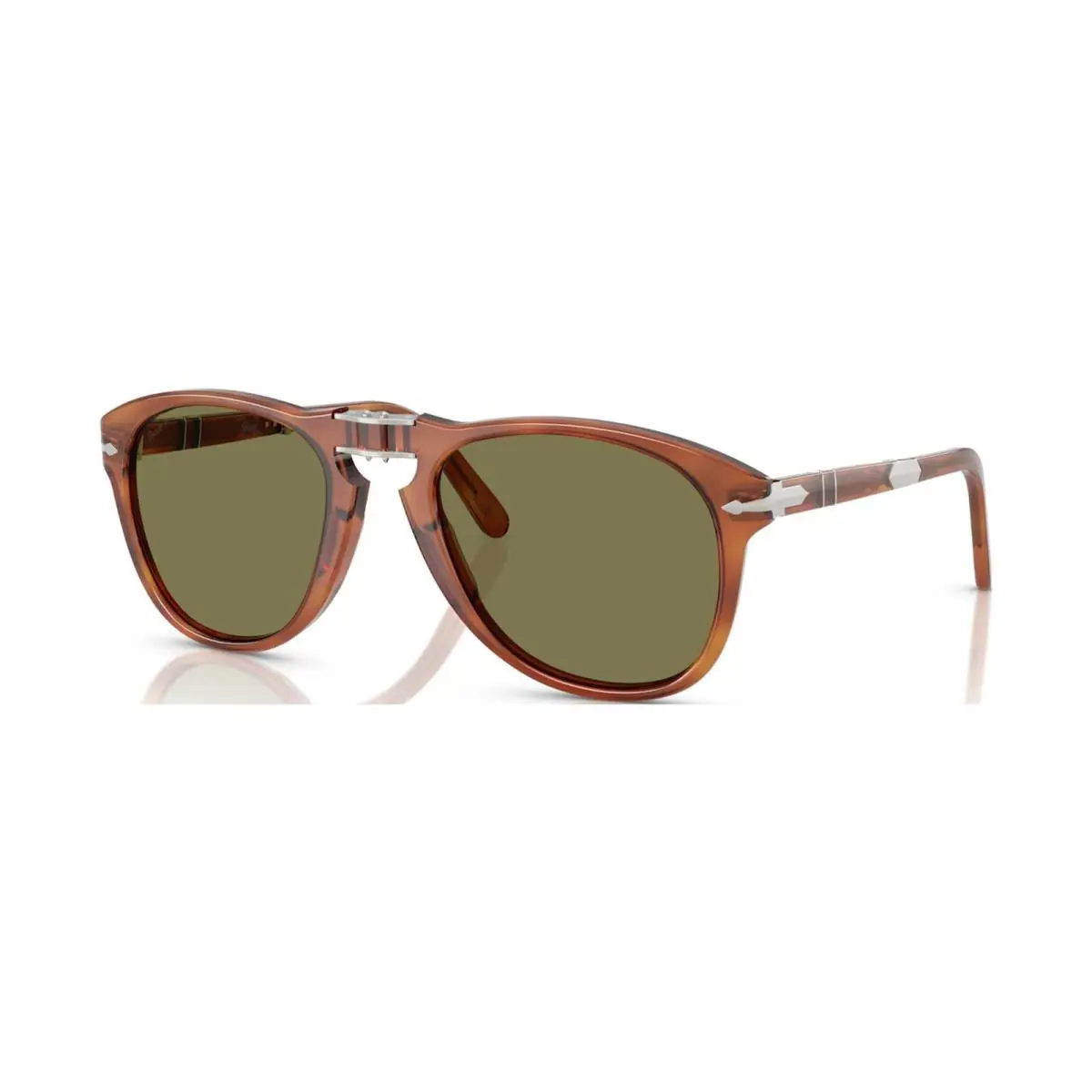 Persol Steve Mcqueen PO 0714SM Terra Di Siena/green Polarized 96/P1 Sunglasses - Frame: Terra Di Siena, Lens: Green Polarized