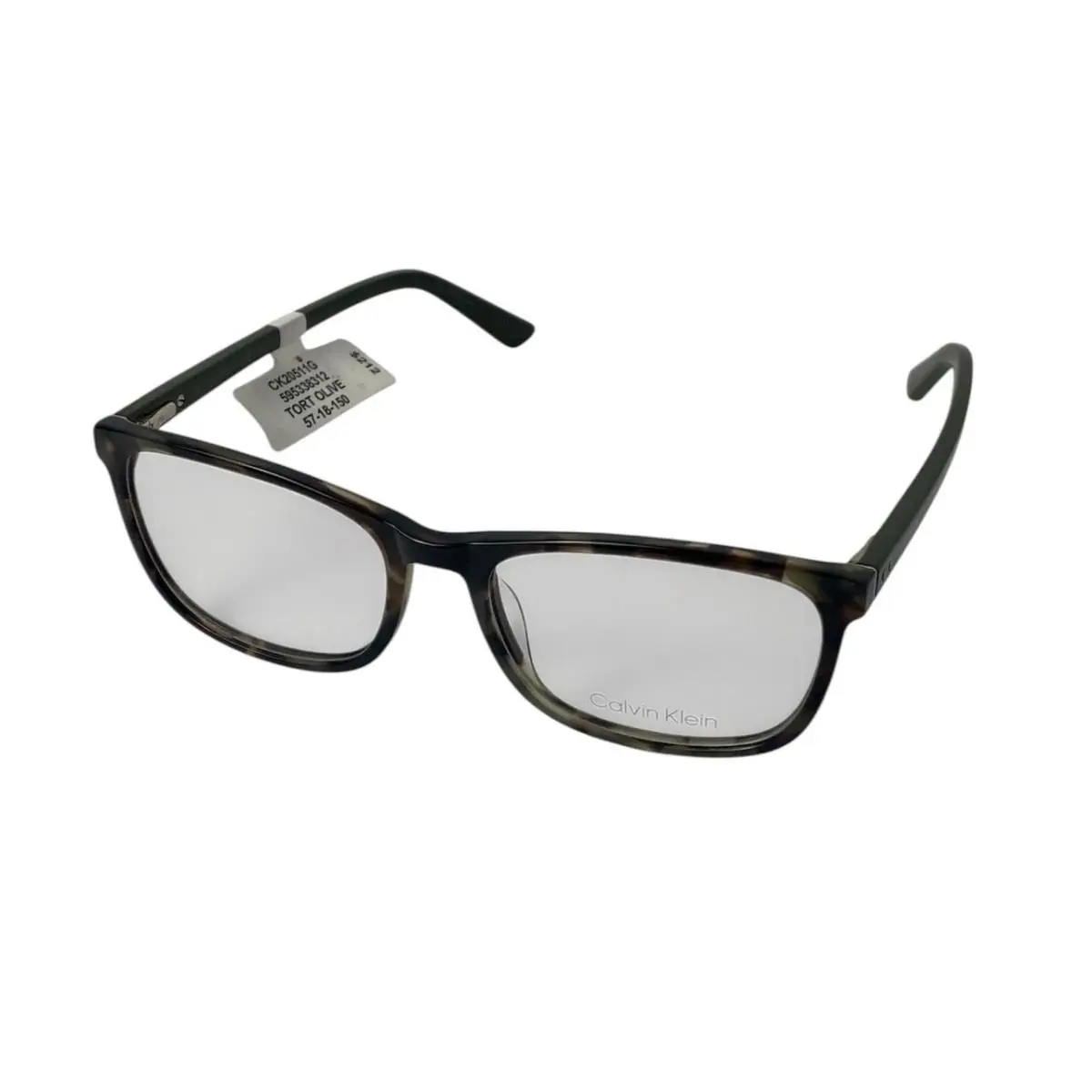 Calvin Klein Women`s Olive Tortoise Square Eyeglasses Frames No Case